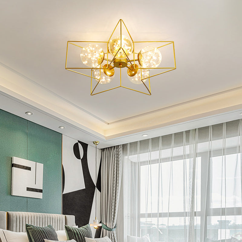 Nordic Modern Metal Flush Light Geometric Ceiling Mounted Light for Bedroom