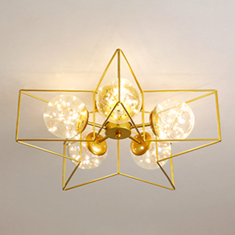 Nordic Modern Metal Flush Light Geometric Ceiling Mounted Light for Bedroom