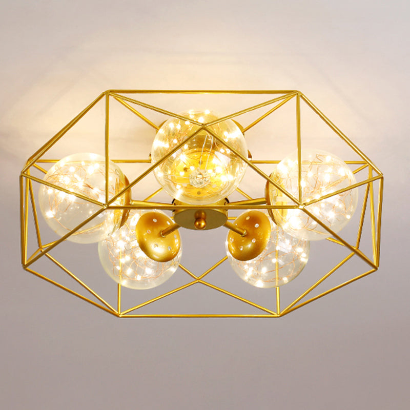 Nordic Modern Metal Flush Light Geometric Ceiling Mounted Light for Bedroom