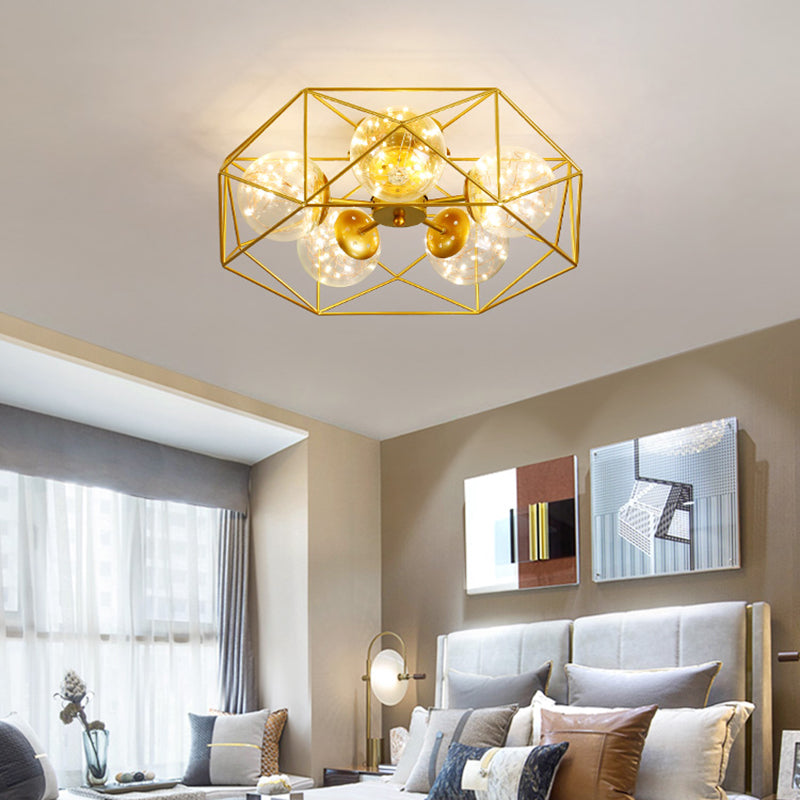 Nordic Modern Metal Flush Light Geometric Ceiling Mounted Light for Bedroom