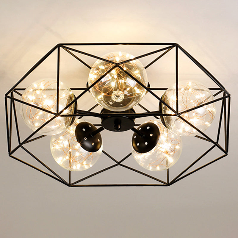 Nordic Modern Metal Flush Light Geometric Ceiling Mounted Light for Bedroom