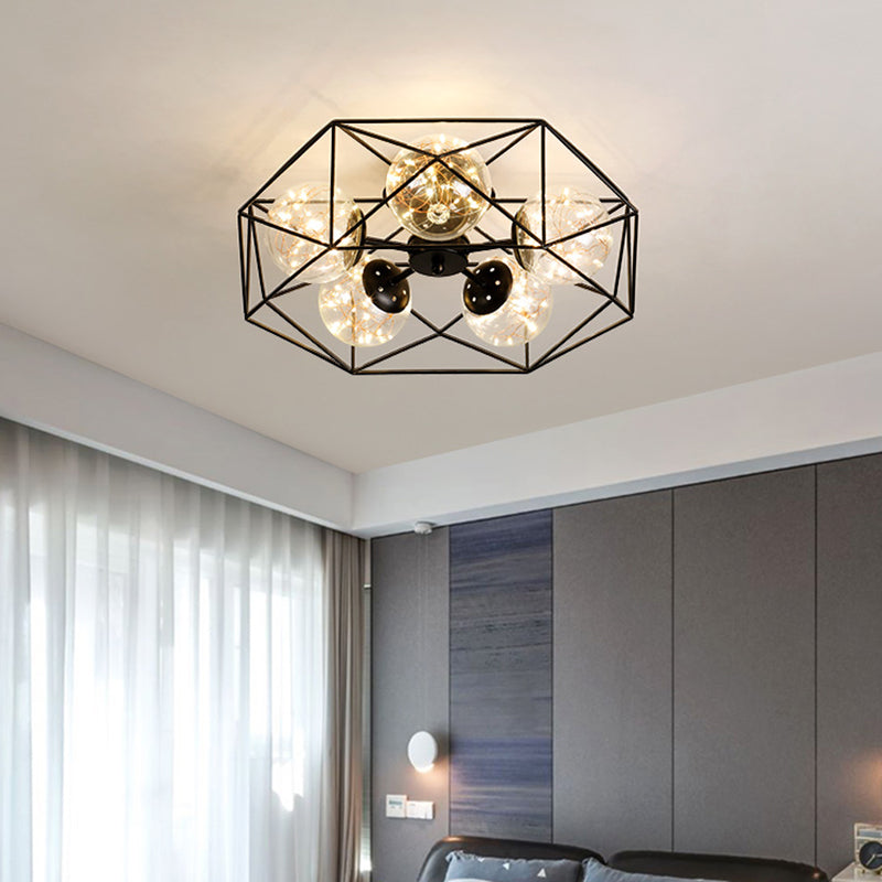 Noordse moderne metalen spoel licht geometrisch plafond gemonteerd licht voor slaapkamer