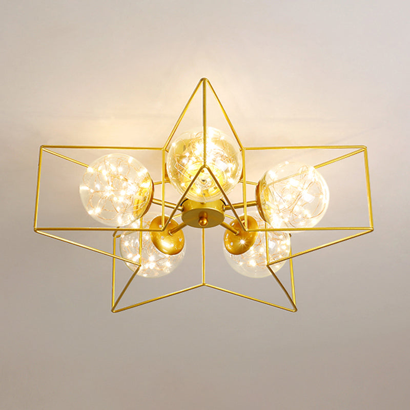 Nordic Modern Metal Flush Light Geometric Ceiling Mounted Light for Bedroom