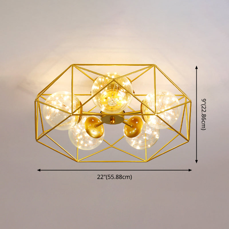 Nordic Modern Metal Flush Light Geometric Ceiling Mounted Light for Bedroom