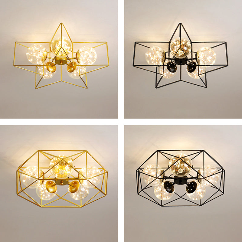 Nordic Modern Metal Flush Light Geometric Ceiling Mounted Light for Bedroom