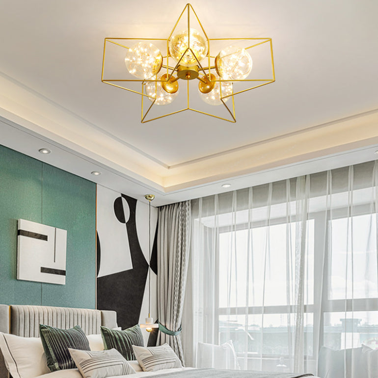 Nordic Modern Metal Flush Light Geometric Ceiling Mounted Light for Bedroom