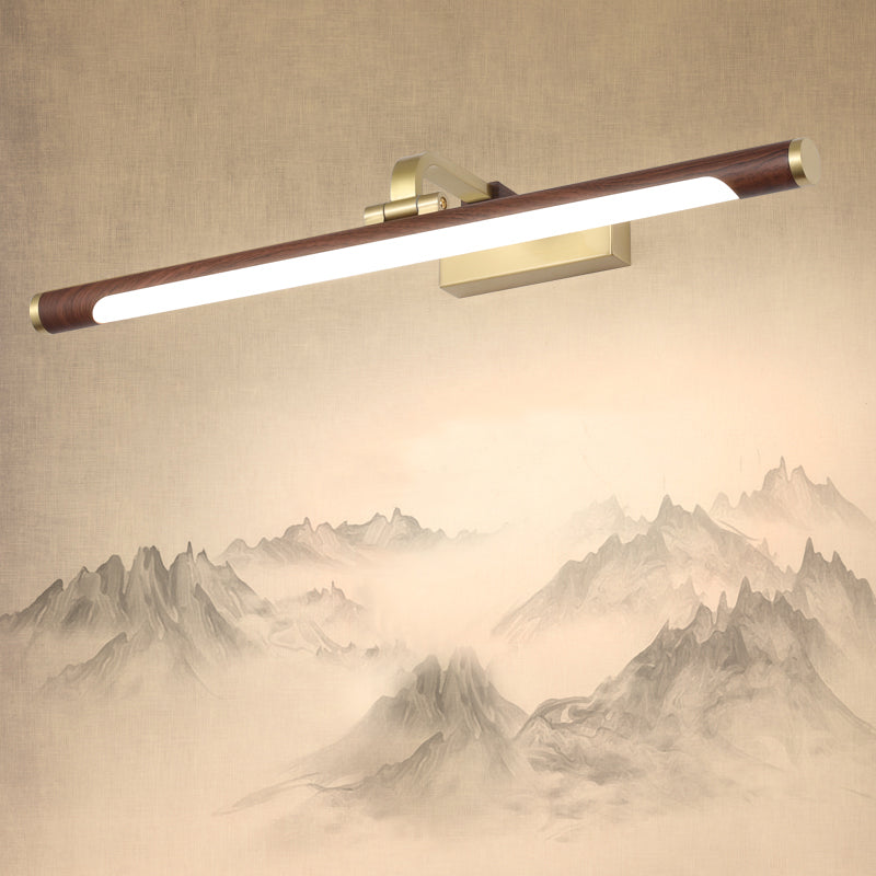 Modern Linear Wall Mount Light Fixture Wood 1-Light Wall Lamp for Bathroom