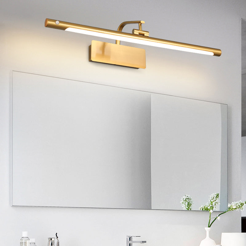 Modern Linear Wall Mount Light Fixture Induction Metal 1-Light Wall Lamp for Bathroom