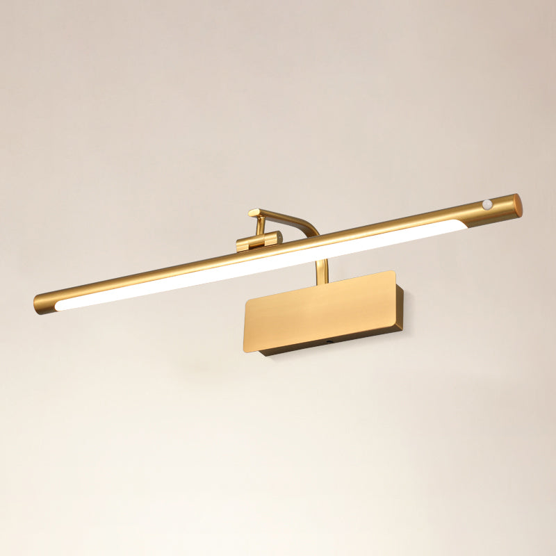 Modern Linear Wall Mount Light Fixture Induction Metal 1-Light Wall Lamp for Bathroom