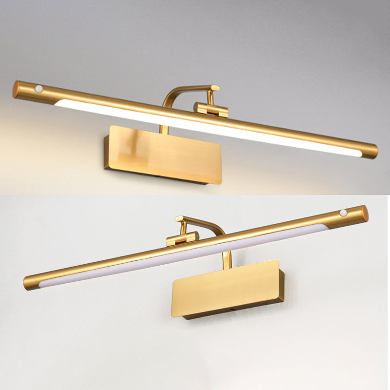 Modern Linear Wall Mount Light Fixture Induction Metal 1-Light Wall Lamp for Bathroom