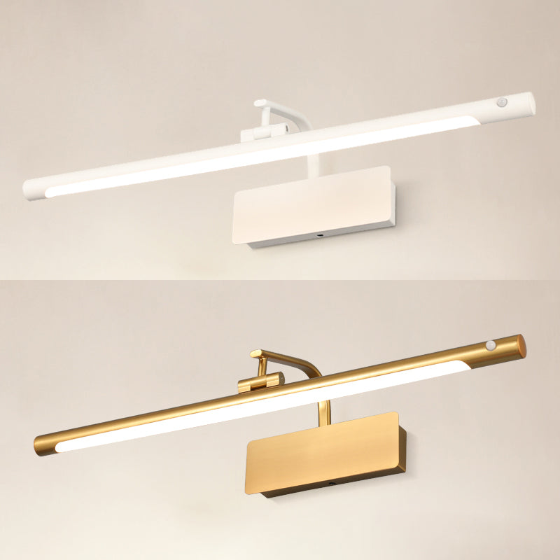 Modern Linear Wall Mount Light Fixture Induction Metal 1-Light Wall Lamp for Bathroom