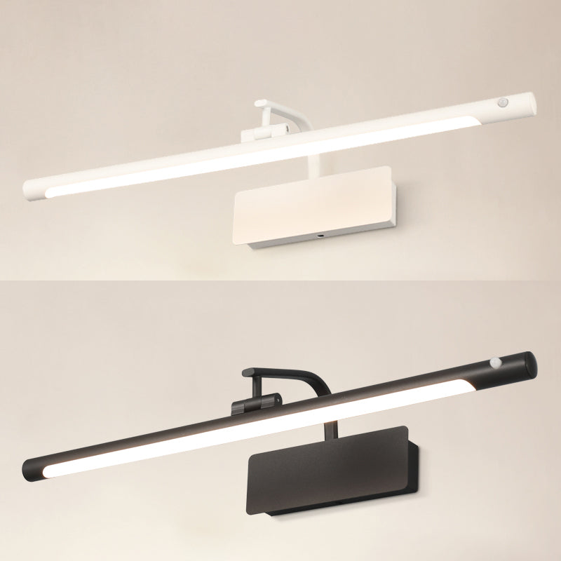 Modern Linear Wall Mount Light Fixture Induction Metal 1-Light Wall Lamp for Bathroom