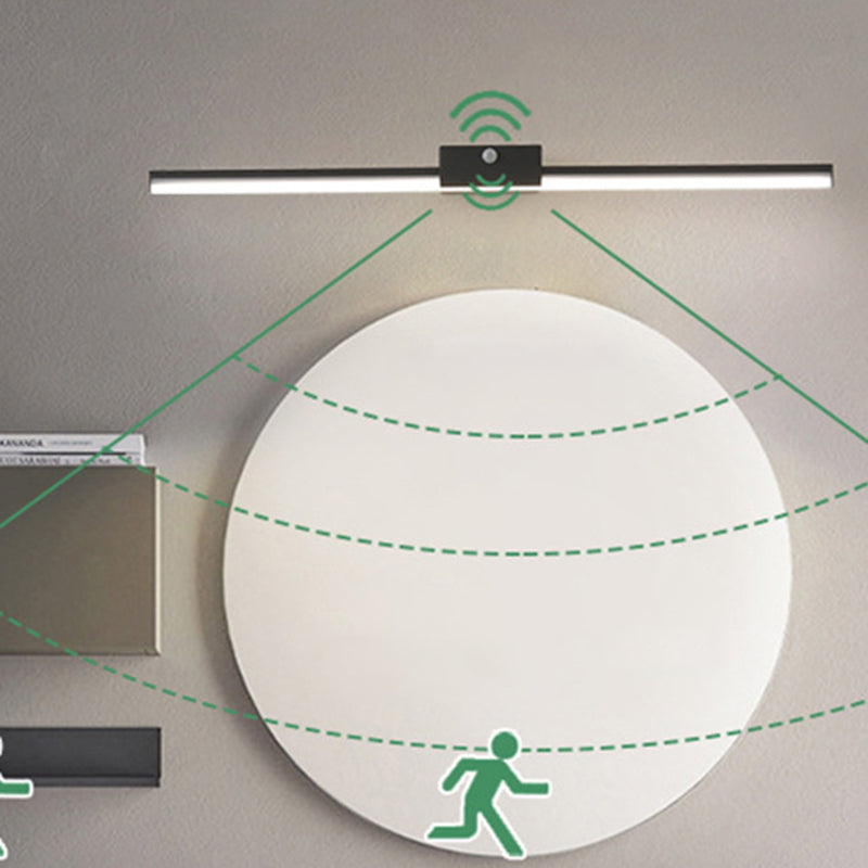 Luces de apliques de tocador lineal moderno Aluminio de aluminio de 1 luces de iluminación de pared para baño