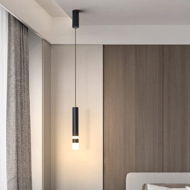 Lampe suscitée de suspension à LED cylindrique créative moderne avec de l'ombre acrylique