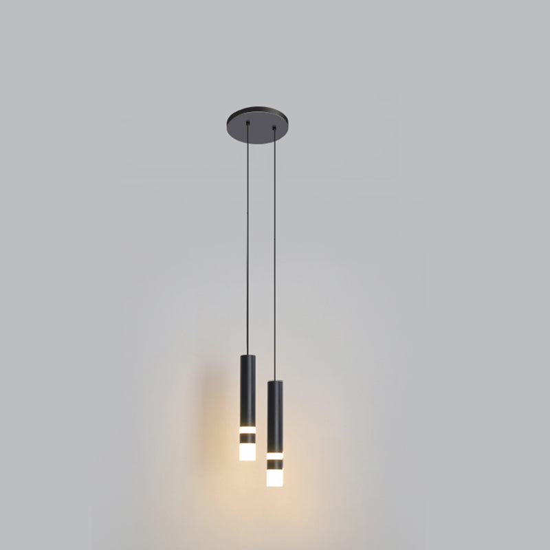 Lampe suscitée de suspension à LED cylindrique créative moderne avec de l'ombre acrylique