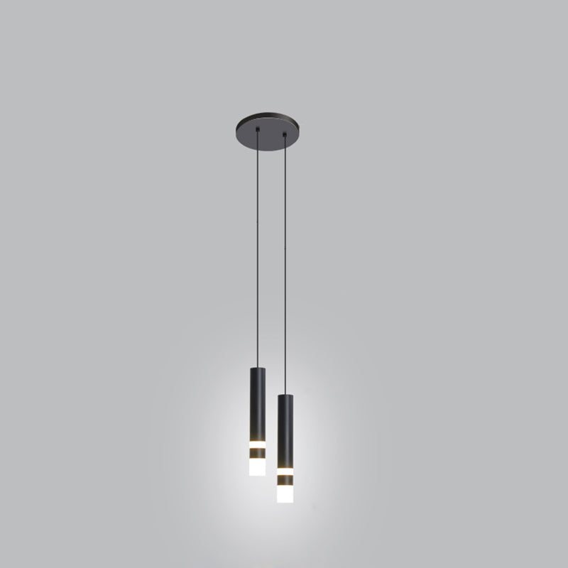 Lampe suscitée de suspension à LED cylindrique créative moderne avec de l'ombre acrylique