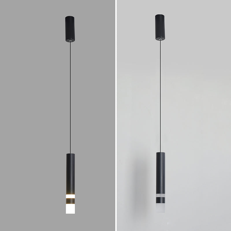 Lampe suscitée de suspension à LED cylindrique créative moderne avec de l'ombre acrylique