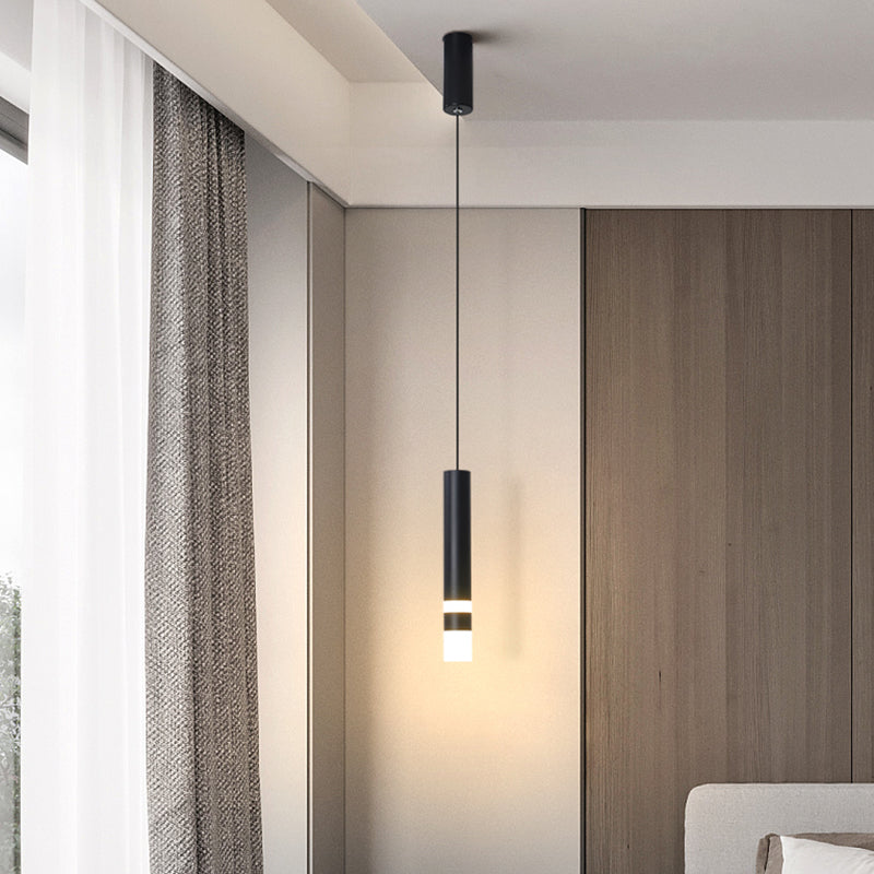 Lampe suscitée de suspension à LED cylindrique créative moderne avec de l'ombre acrylique