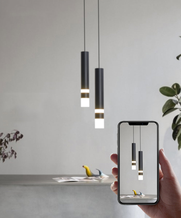 Moderna lampada appesa a pendente cilindrico a LED cilindrico creativo con tonalità acrilica