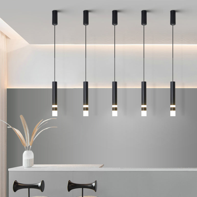 Moderne creatieve cilindrische LED hanglamp Smeedijzeren hangende lamp met acrylschaduw