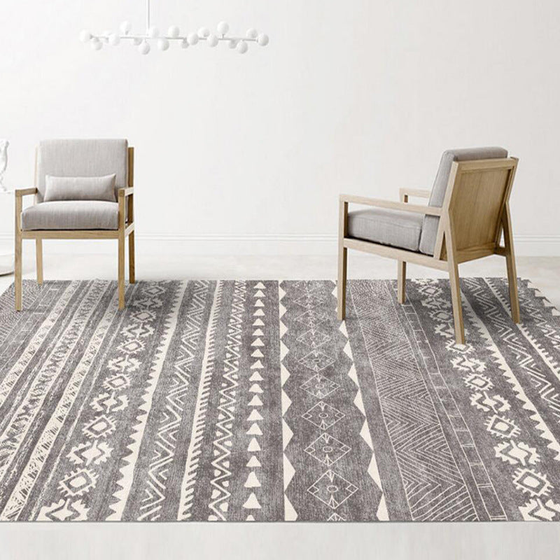 White Americana Pattern Area Rug Polyester Bohemian Area Carpet Non-Slip Rug for Living Room