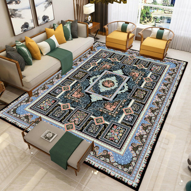 Classic Area Rug Antique Floral Design Rug Polyester Anti-Slip Backing Carpet for Home Decor