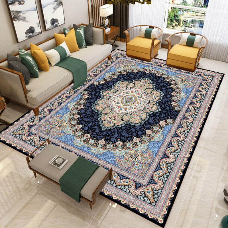 Classic Area Rug Antique Floral Design Rug Polyester Anti-Slip Backing Carpet for Home Decor