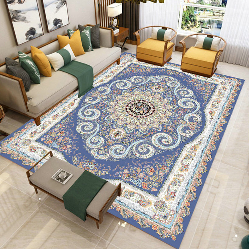 Classic Area Rug Antique Floral Design Rug Polyester Anti-Slip Backing Carpet for Home Decor