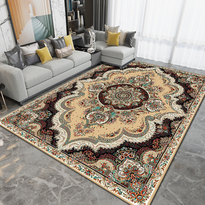 Vintage Medallion Print Carpet Polyester Area Rug Non-Slip Backing Indoor Carpet for Home Decoration