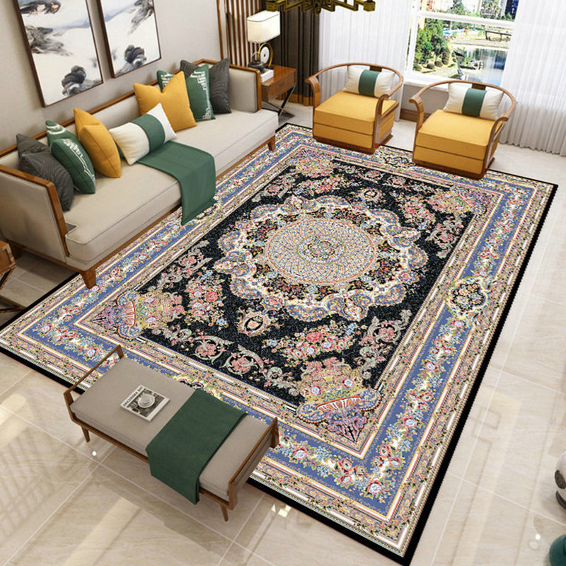 Multicolor Luxe Rug Polyester Carpet Traditional Floral Indoor Rug Non-Slip Backing for Home Decor