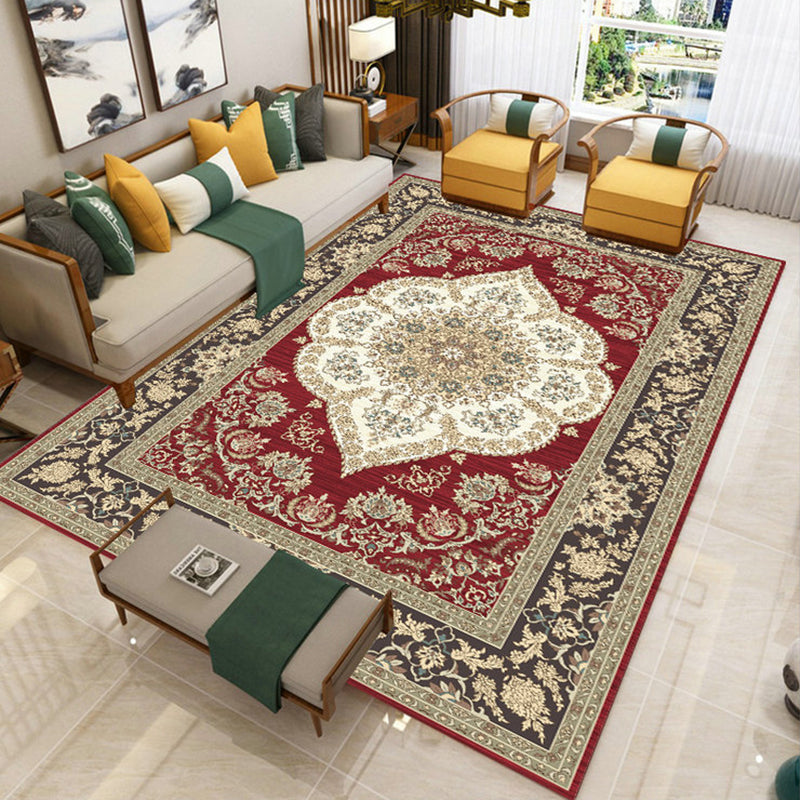 Multicolor Luxe Rug Polyester Carpet Traditional Floral Indoor Rug Non-Slip Backing for Home Decor