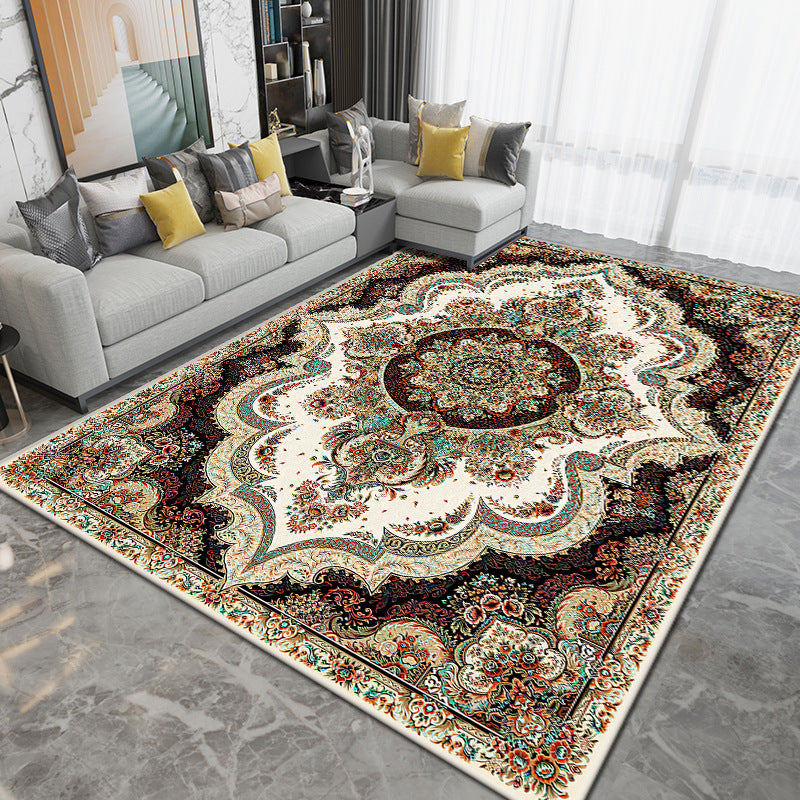 Moroccan Tribal Totem Rug Polyester Carpet Anti-Slip Backing Indoor Carpet for Home Decoration