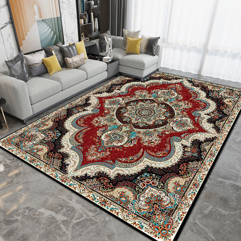 Moroccan Tribal Totem Rug Polyester Carpet Anti-Slip Backing Indoor Carpet for Home Decoration