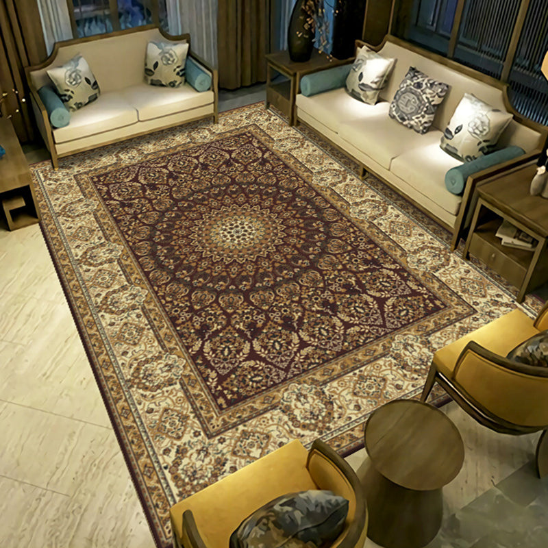 Retro Tribal Classicism Carpet Polyester Rug Stain Resistant Indoor Carpet for Home Decoration