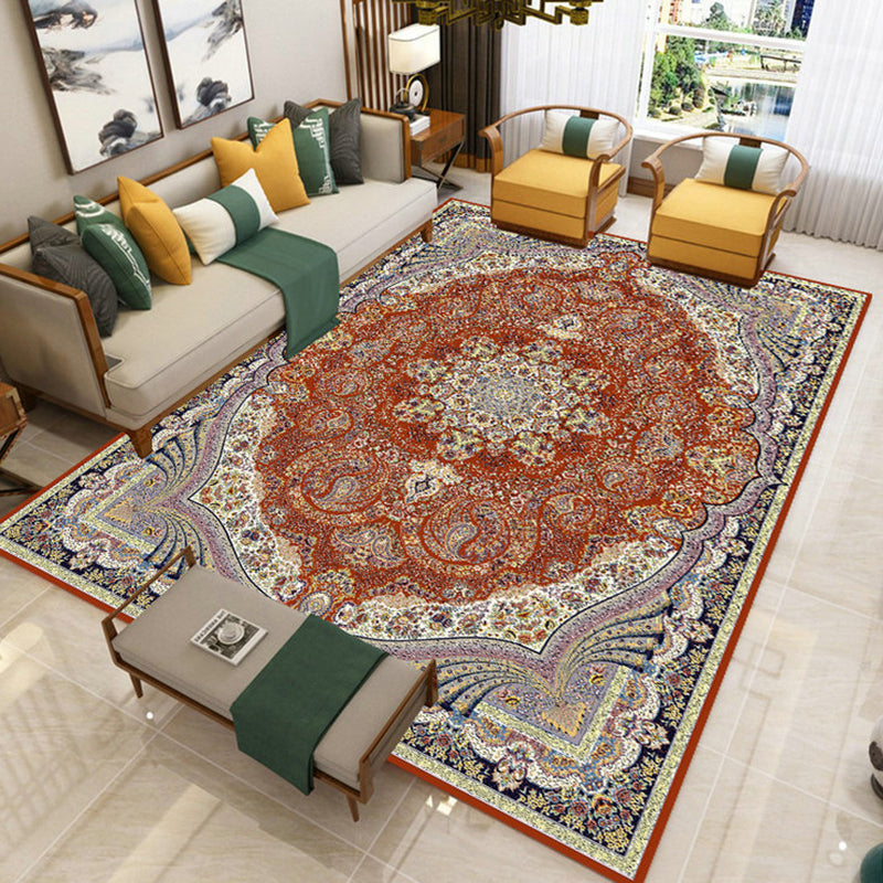 Morocco Living Room Area Carpet Tribal Pattern Polyester Area Rug Grey Non-Slip Washable Rug