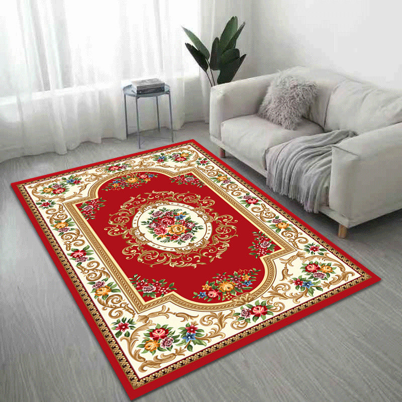 Tapis vivant bleu foncé vintage médaillon de tapis en polyester tapis intérieur lavable