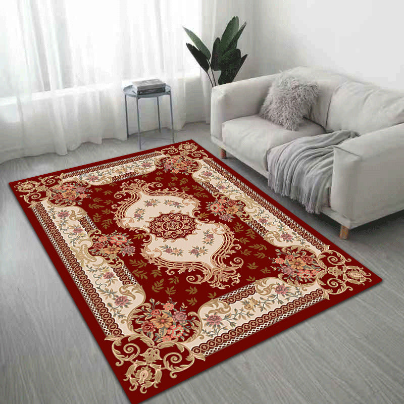 Tapis vivant bleu foncé vintage médaillon de tapis en polyester tapis intérieur lavable