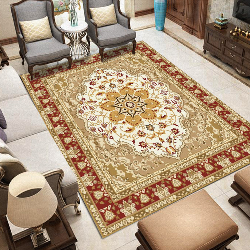 Moroccan Medallion Print Carpet Nostalgia	Carpet Polyester Stain Resistant Carpet for Home Decor