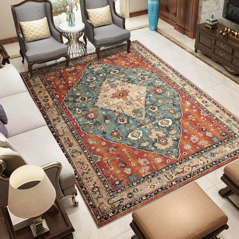Moroccan Medallion Print Carpet Nostalgia	Carpet Polyester Stain Resistant Carpet for Home Decor