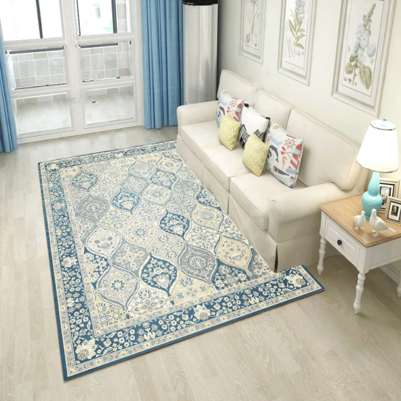 Tapis gris médaillon intérieur polyester tapis de tapis vintage de tapis lavable pour chambre intérieure