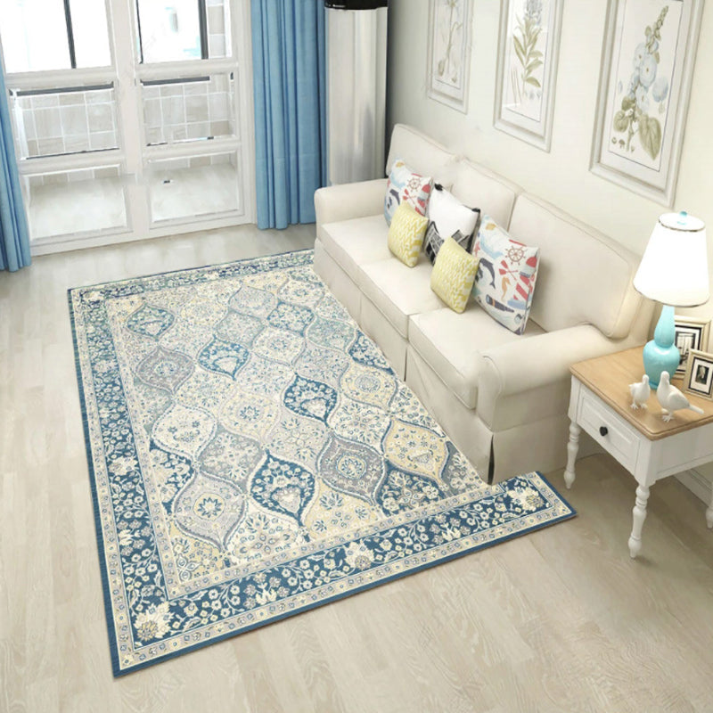 Gray Medallion Indoor Rug Polyester Vintage Area Carpet Washable Carpet for Indoor Room