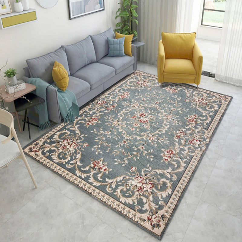 Gray Medallion Indoor Rug Polyester Vintage Area Carpet Washable Carpet for Indoor Room
