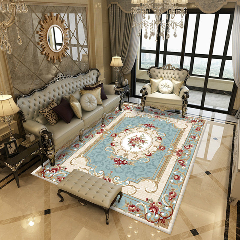 Nostalgia Medallion Print Rug Classical Polyester Carpet Non-Slip Backing Area Rug for Living Room