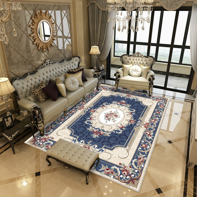 Nostalgia Medallion Print Rug Classical Polyescal Carpet Not Slip Backing Area Risc pour le salon