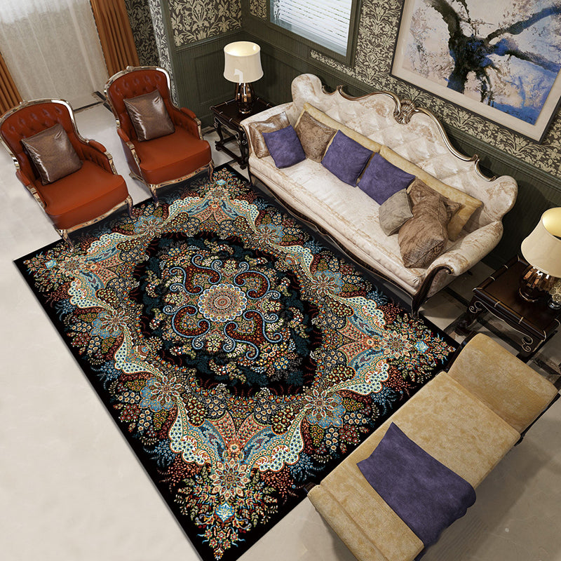 Bruin Marokko Area Rug Polyester Tribal Pattern Area Tapijt Anti-slip Tapijt voor woningdecoratie