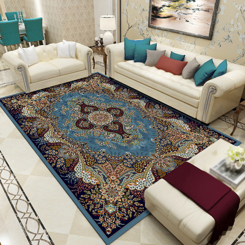 Brown Morocco Area Rug Polyester Tribal Pattern Area Carpet Anti-Slip Rug for Home Decoration