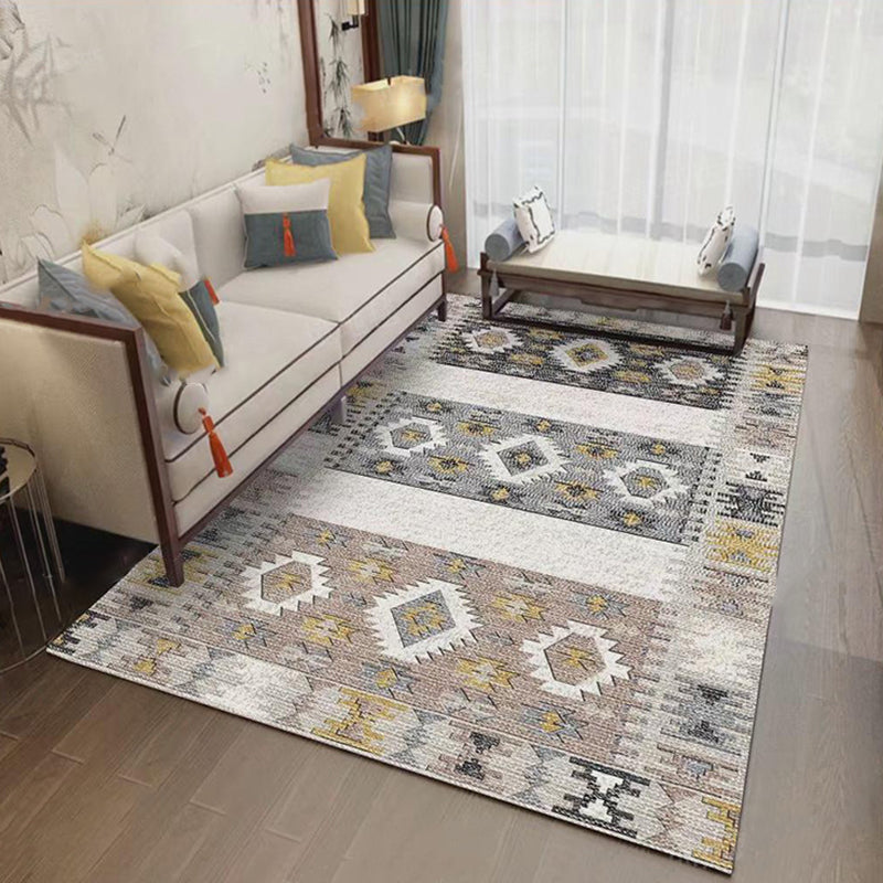 Brown Americana Pattern Carpet Polyester Boemian Area tappeto Non slip tappeto per arredamento per la casa