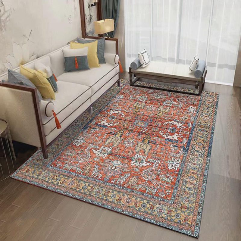Brown Americana Pattern Carpet Polyester Bohemian Area Rug Non-Slip Backing Rug for Home Decor
