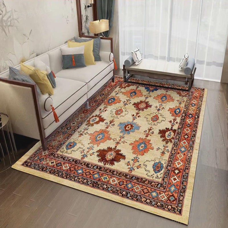 Brown Americana Pattern Carpet Polyester Bohemian Area Rug Non-Slip Backing Rug for Home Decor