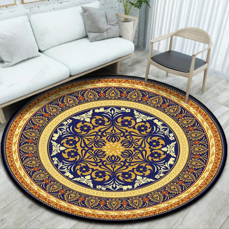 Mid-Century Modern Rug Classic Flower Print Carpet Polyester Non-Slip Backing Rug for Home Decor